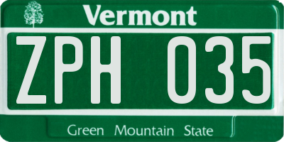 VT license plate ZPH035