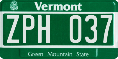VT license plate ZPH037