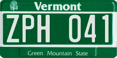 VT license plate ZPH041