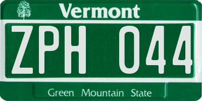 VT license plate ZPH044