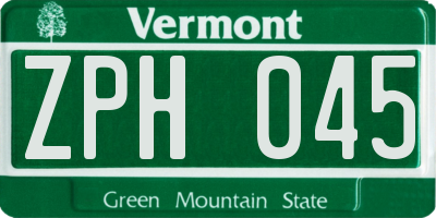 VT license plate ZPH045