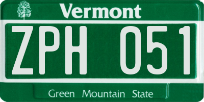 VT license plate ZPH051
