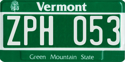 VT license plate ZPH053