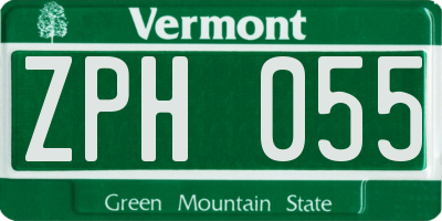 VT license plate ZPH055