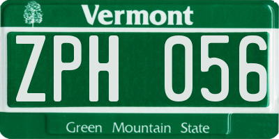 VT license plate ZPH056