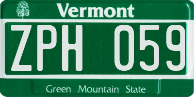 VT license plate ZPH059