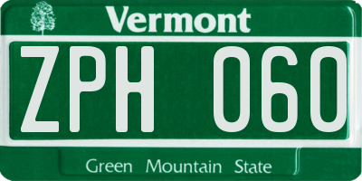 VT license plate ZPH060