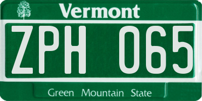 VT license plate ZPH065