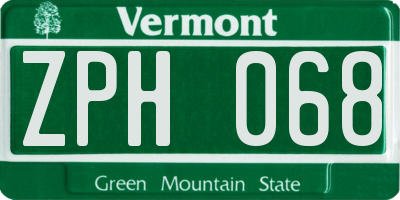 VT license plate ZPH068