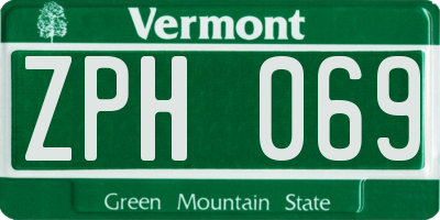 VT license plate ZPH069