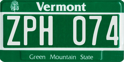 VT license plate ZPH074
