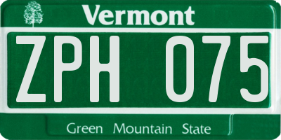 VT license plate ZPH075
