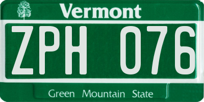 VT license plate ZPH076