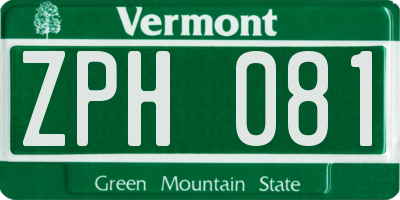 VT license plate ZPH081
