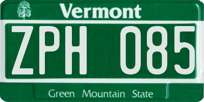 VT license plate ZPH085