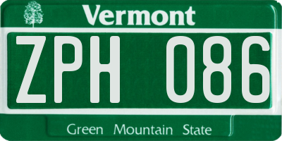VT license plate ZPH086