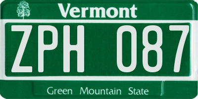VT license plate ZPH087