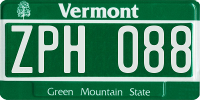 VT license plate ZPH088