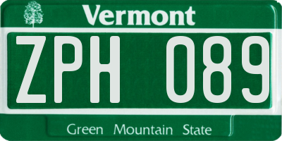 VT license plate ZPH089