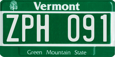 VT license plate ZPH091