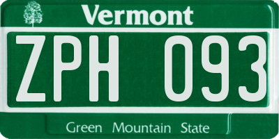 VT license plate ZPH093