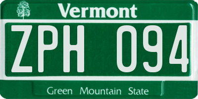 VT license plate ZPH094