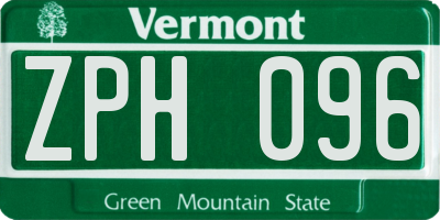 VT license plate ZPH096