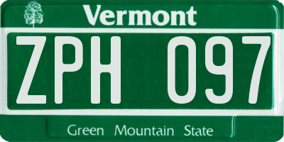 VT license plate ZPH097