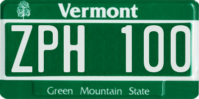 VT license plate ZPH100