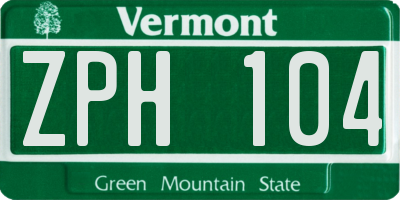VT license plate ZPH104