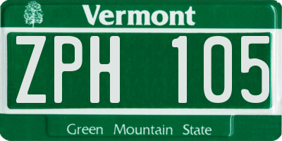 VT license plate ZPH105