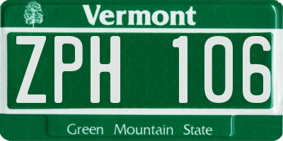 VT license plate ZPH106