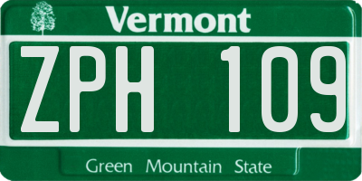 VT license plate ZPH109