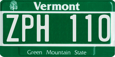 VT license plate ZPH110