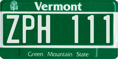 VT license plate ZPH111