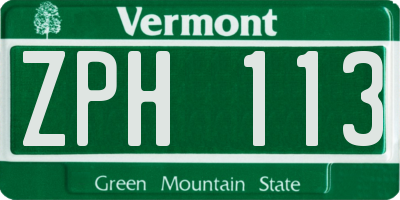 VT license plate ZPH113