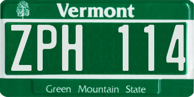VT license plate ZPH114