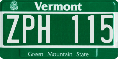VT license plate ZPH115