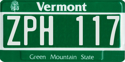 VT license plate ZPH117