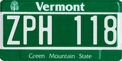 VT license plate ZPH118