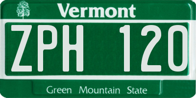 VT license plate ZPH120