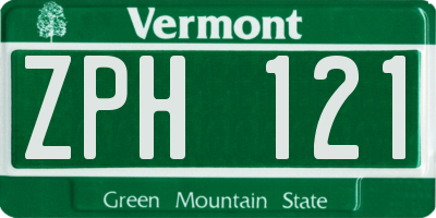 VT license plate ZPH121