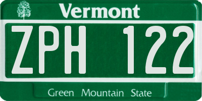 VT license plate ZPH122