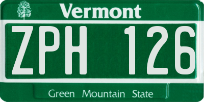 VT license plate ZPH126