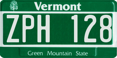 VT license plate ZPH128