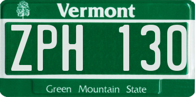 VT license plate ZPH130