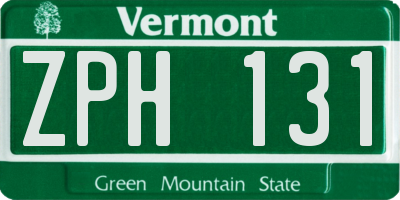 VT license plate ZPH131