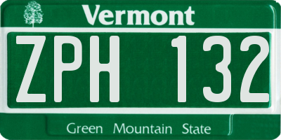 VT license plate ZPH132