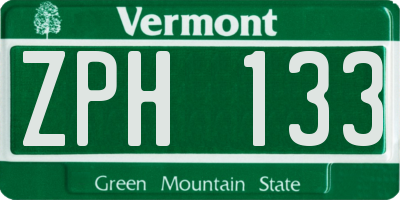 VT license plate ZPH133