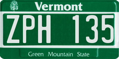 VT license plate ZPH135